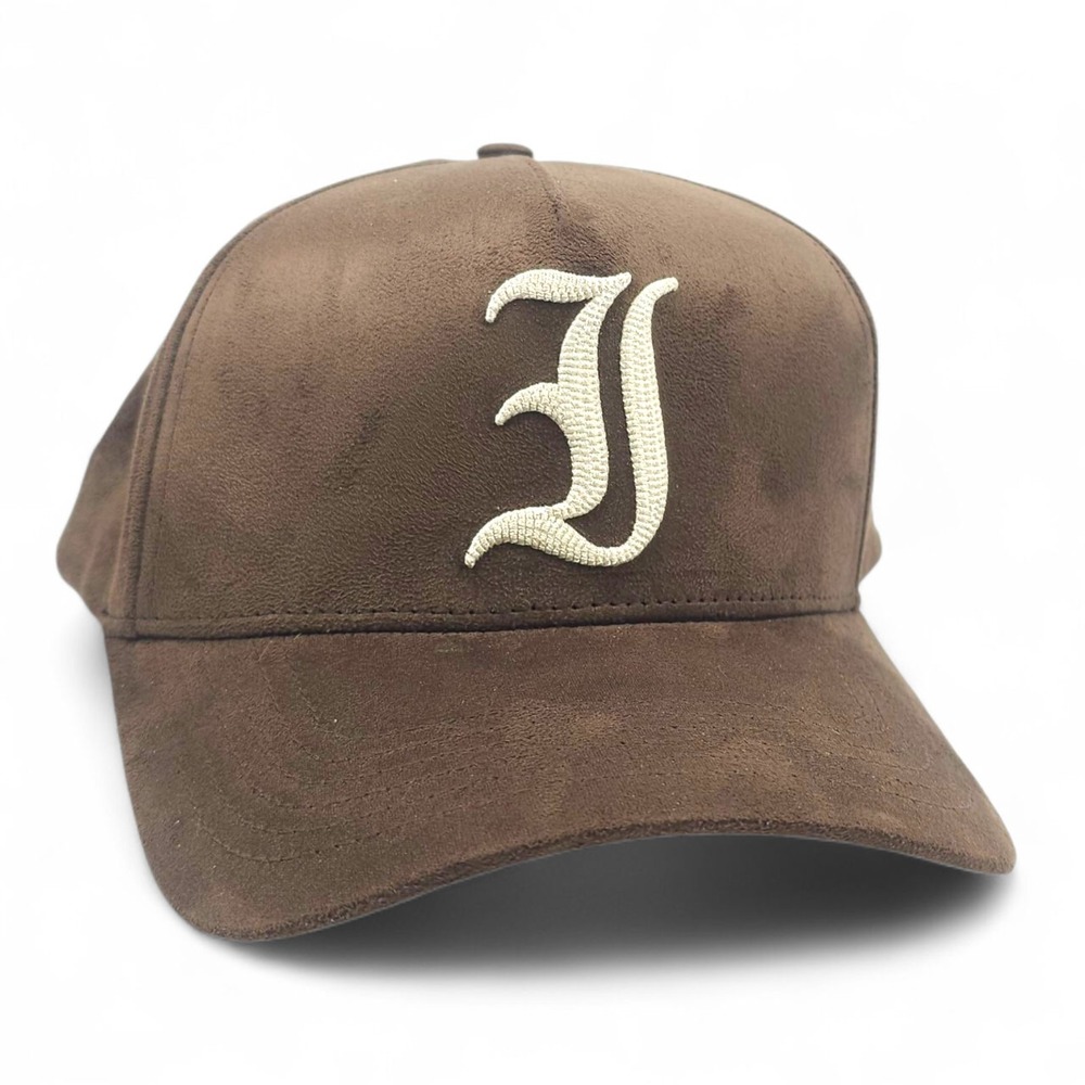Progression ION Brown Faux Suede Snapback Hat Old English "E" Embroidered Cap